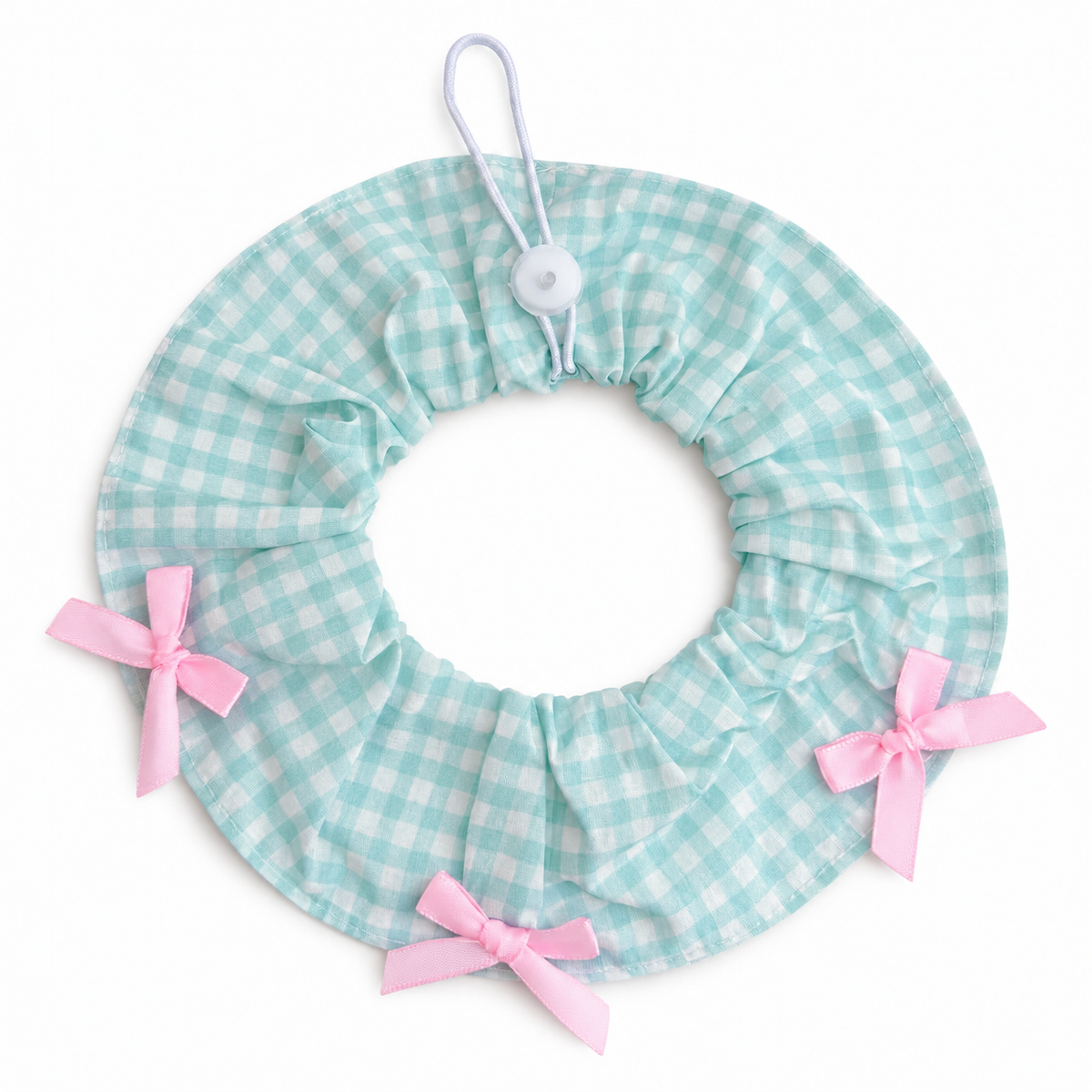 Mini Bow Print Ruffle Collar - Mint Gingham