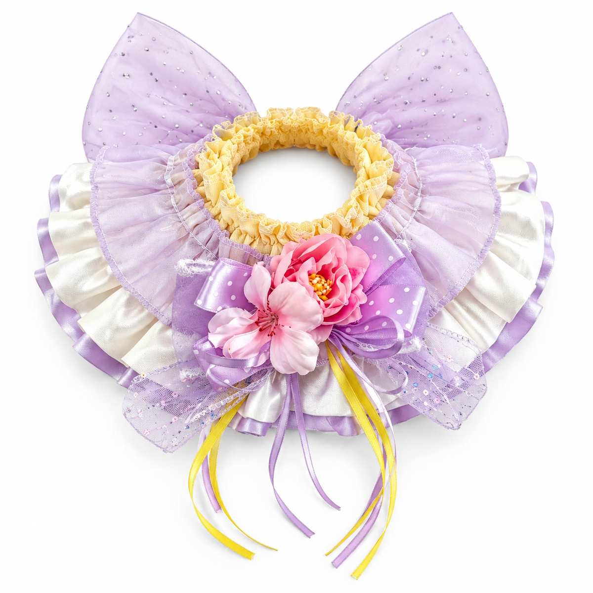 Ornate Ribbon Ruffle Collar - Lavender Blossom