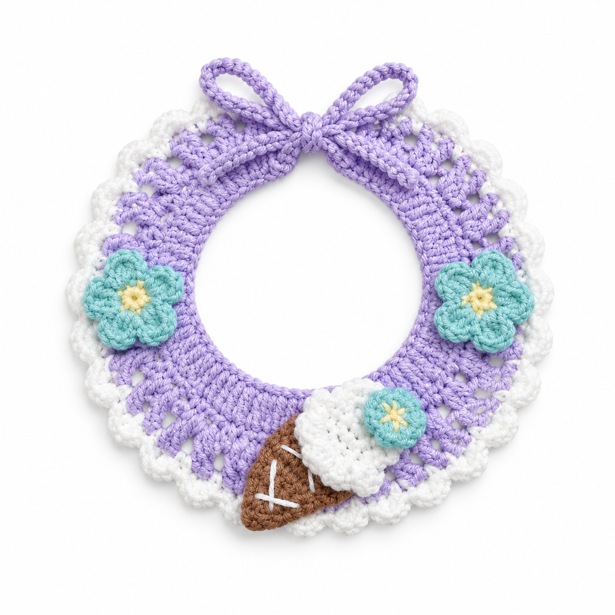 Ice Cream Cone Crochet Bib - Lilac Ice Cream