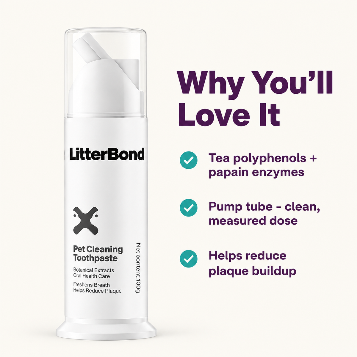 LitterBond Enzymatic Toothpaste 100 g - key features