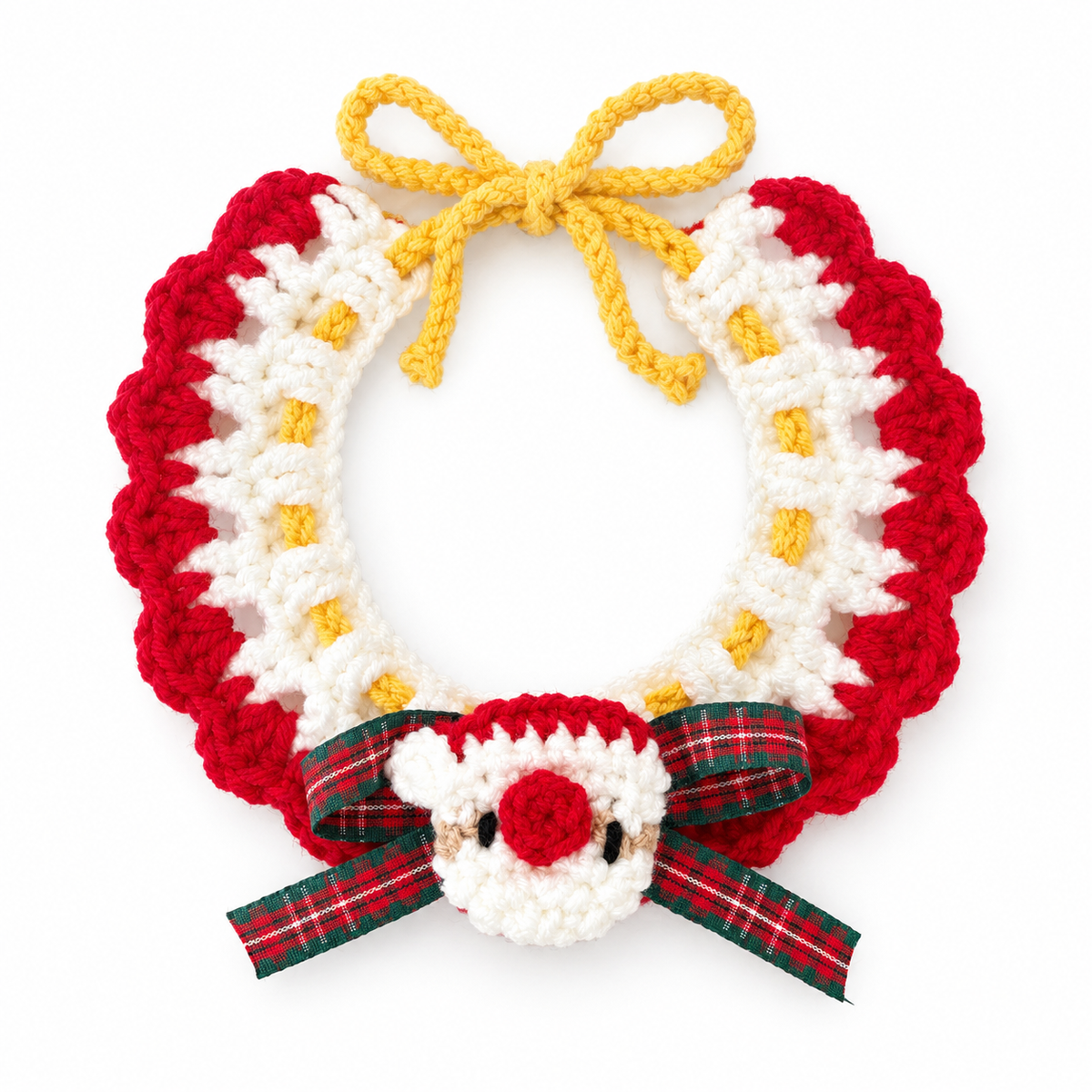 Reindeer & Snowman Crochet Collar - Red Snowman