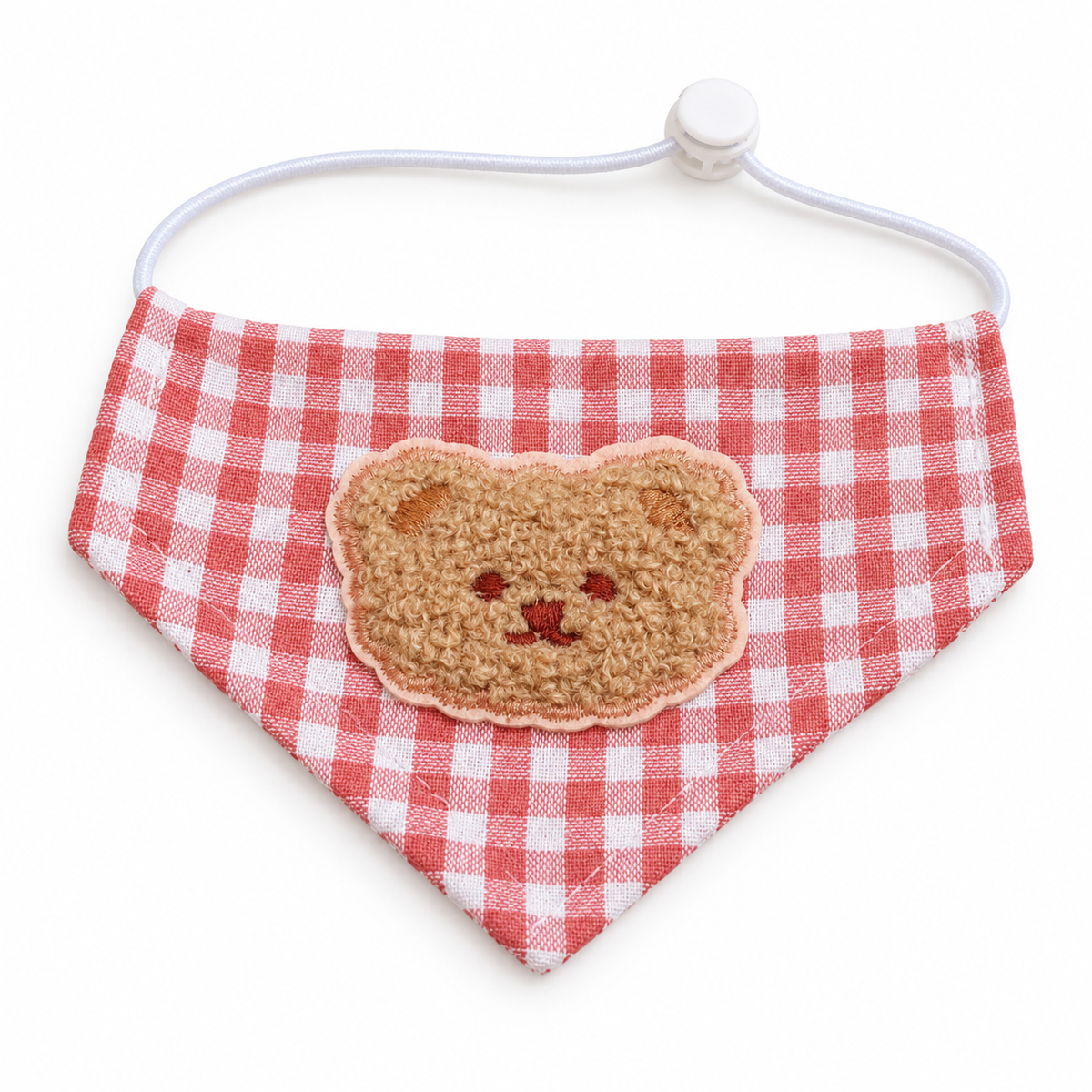 Teddy Bear Gingham Bandana - Coral Gingham