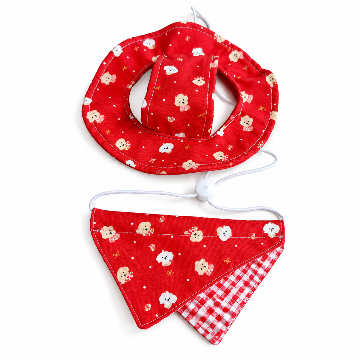 Pup Print Hat & Bandana Set - Bright Red