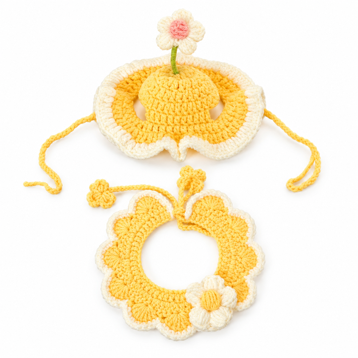 Daisy & Bunny Hat and Collar Options - Golden Daisy Set
