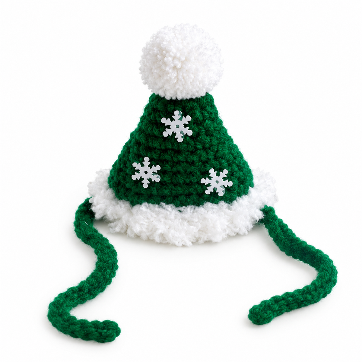 Crochet Christmas Hat - Green Snowflake