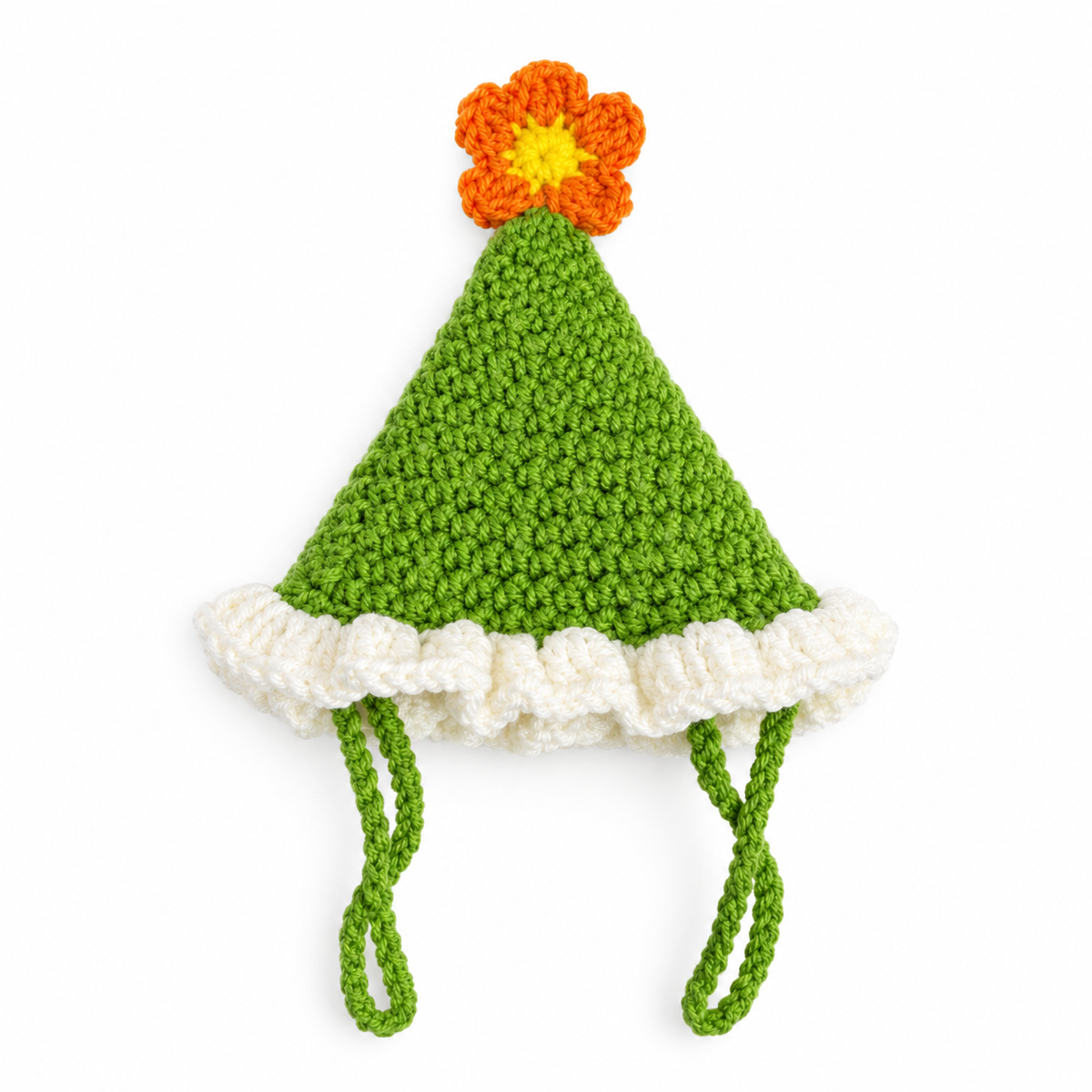Flower Party Hat & Collar Options - Green & Orange Flower Hat