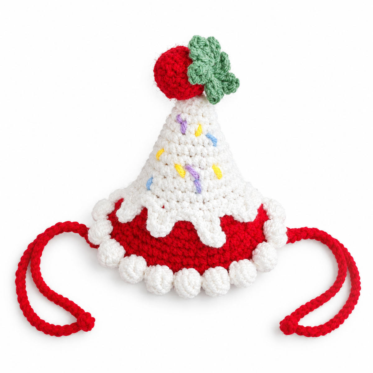 Crochet Hat & Bib Options - Red Strawberry Sundae Hat