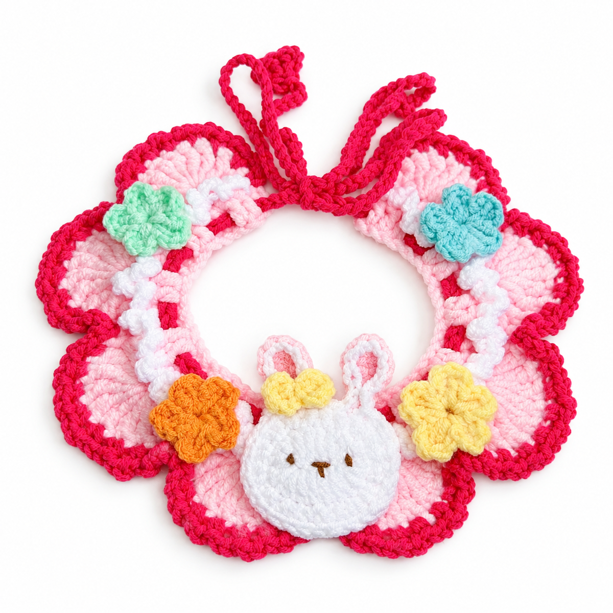 Garden Crochet Neck Ruffle - Deep Red Bunny