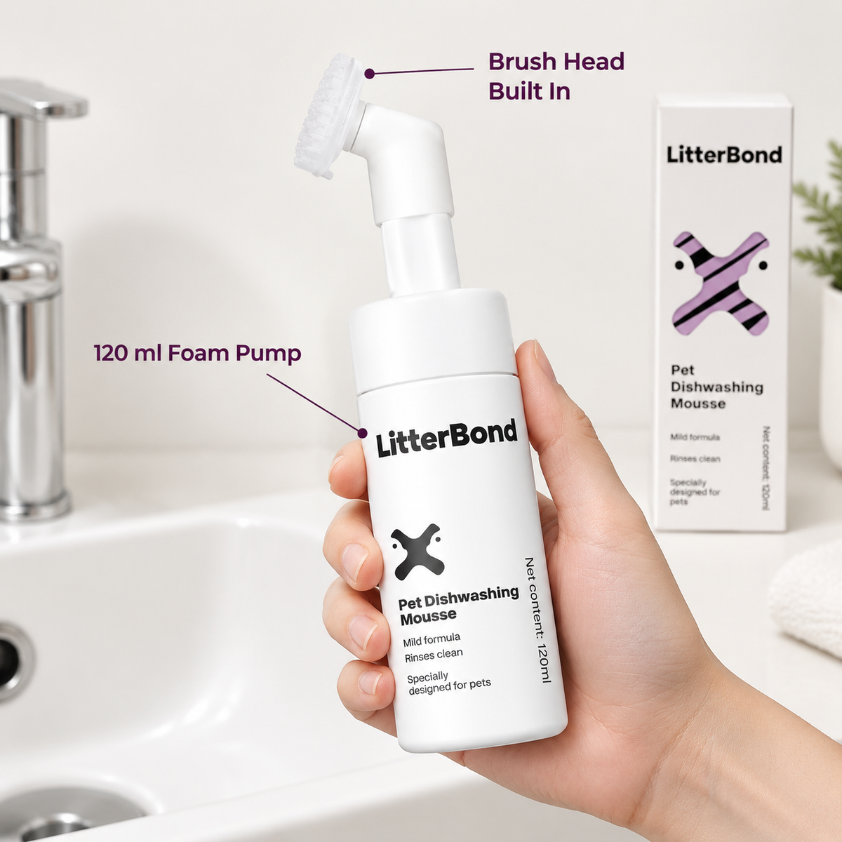 LitterBond Bowl Cleaner Mousse 120 ml - size and materials