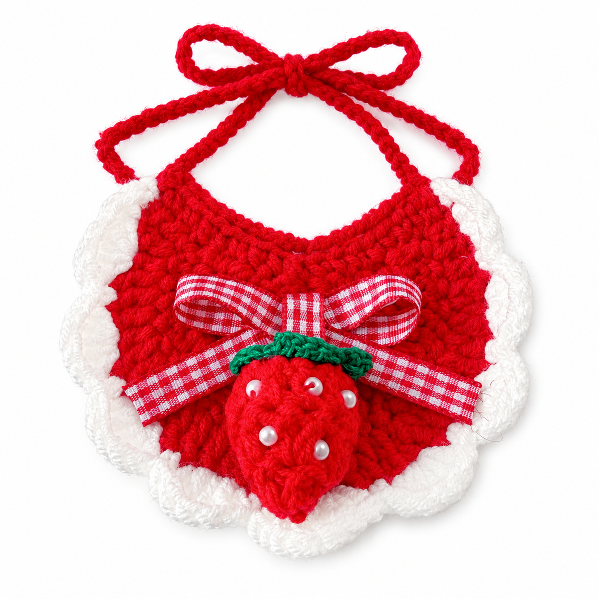 Crochet Party Hat & Collar Options - Red Strawberry Bib