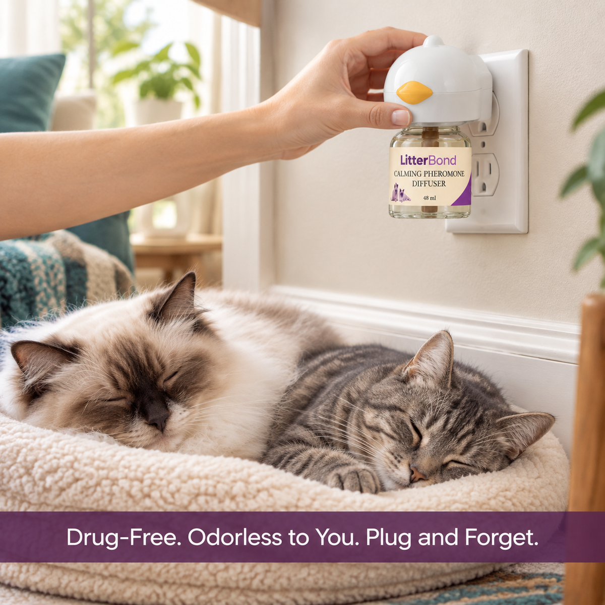 LitterBond Calming Diffuser Starter Kit 1 diffuser + 1 refill - easy to use