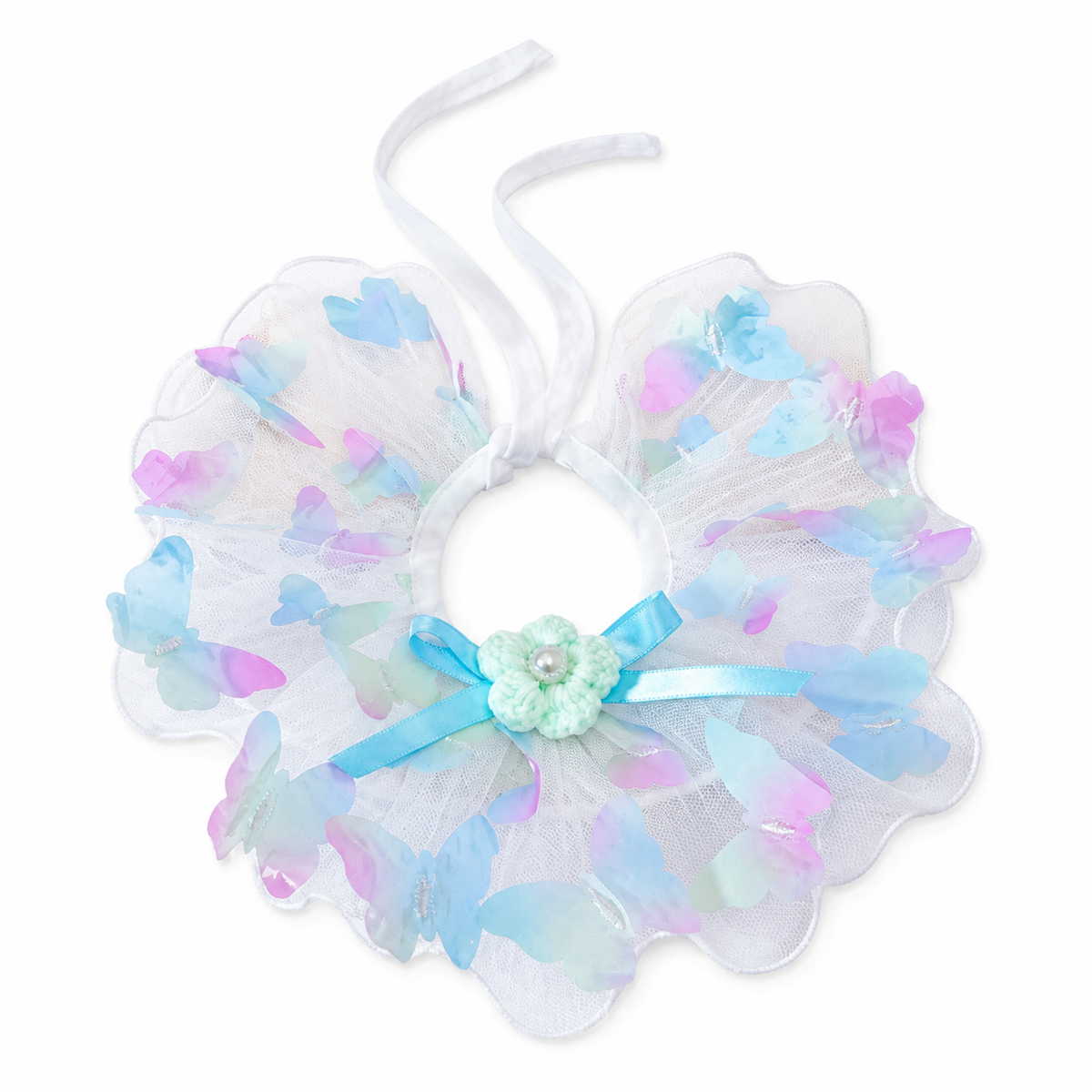 Butterfly Flower Tulle Ruffle - Blue Butterflies