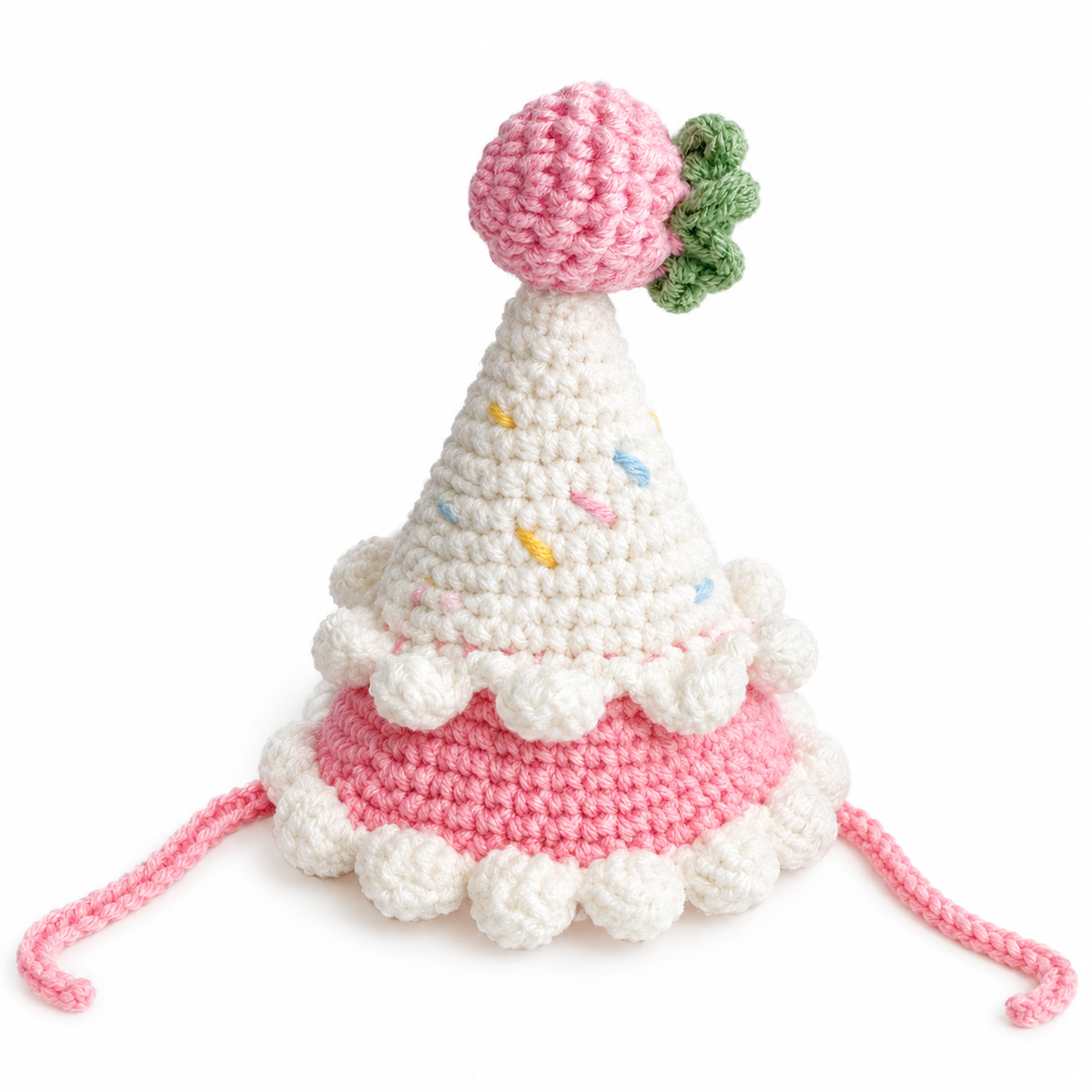 Crochet Hat & Bib Options - Pink Strawberry Sundae Hat