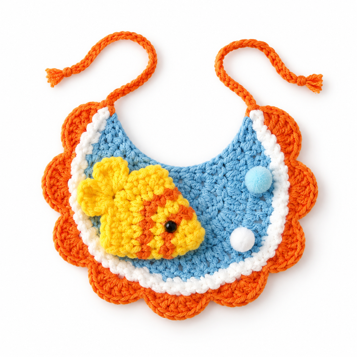 Goldfish Crochet Bib - Blue Goldfish