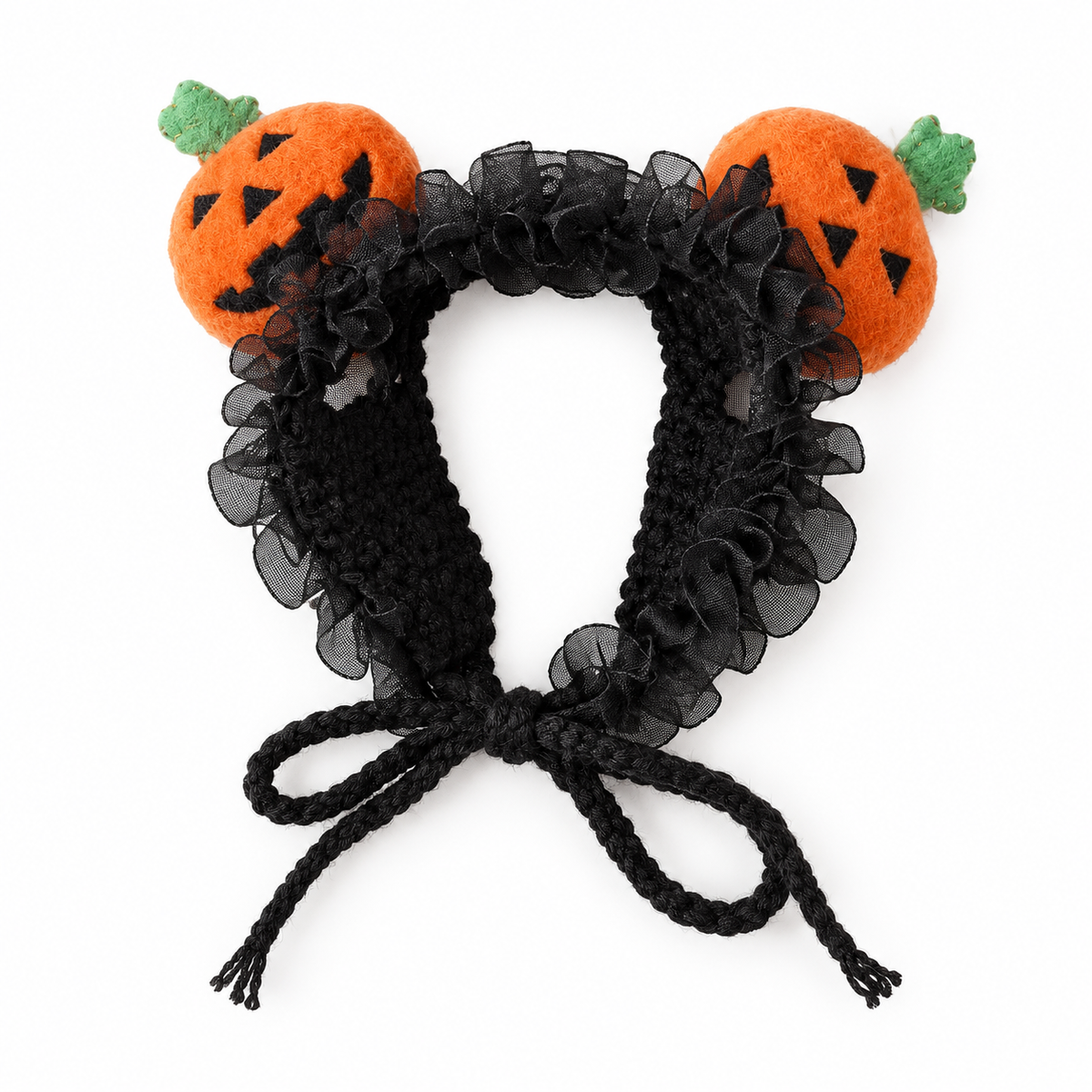 LitterBond Pumpkin & Rose Halloween Headpiece Jack-o-Lantern on white background