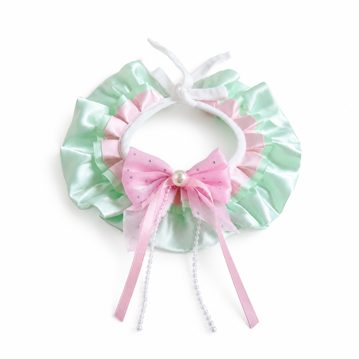 Pastel Fairy Satin Ruffle Bib - Mint Pink Fairy