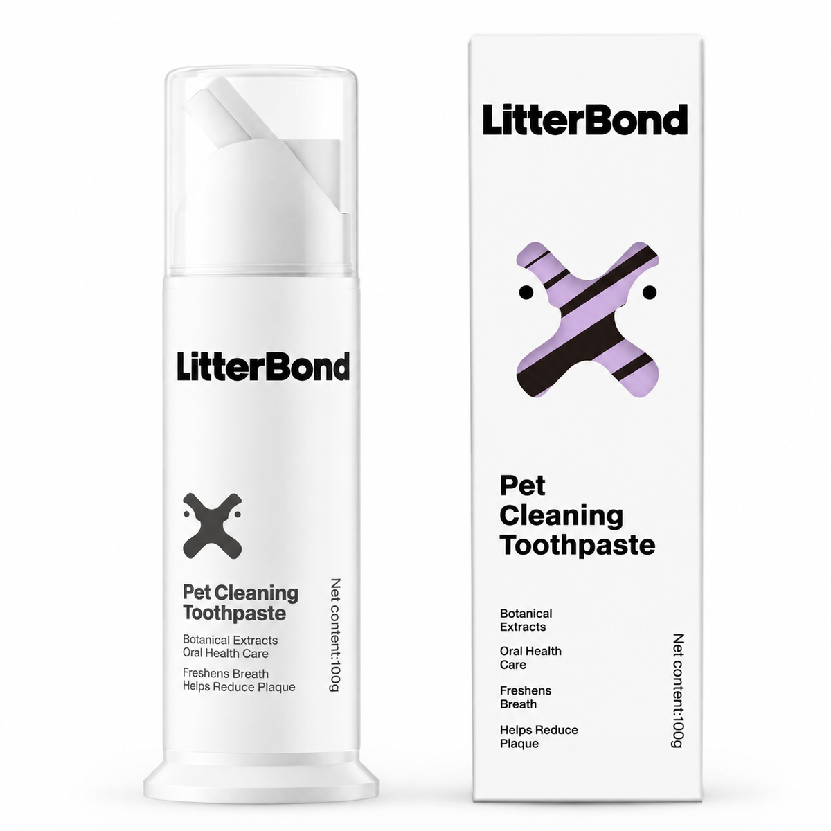 LitterBond Enzymatic Toothpaste 100 g on white background