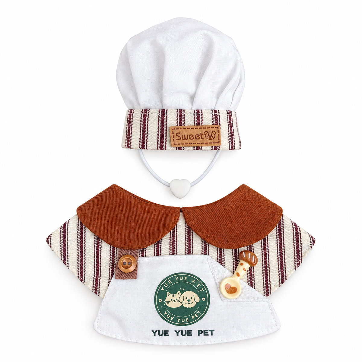 Chef Hat & Bib Options - Brown Stripe Chef Set