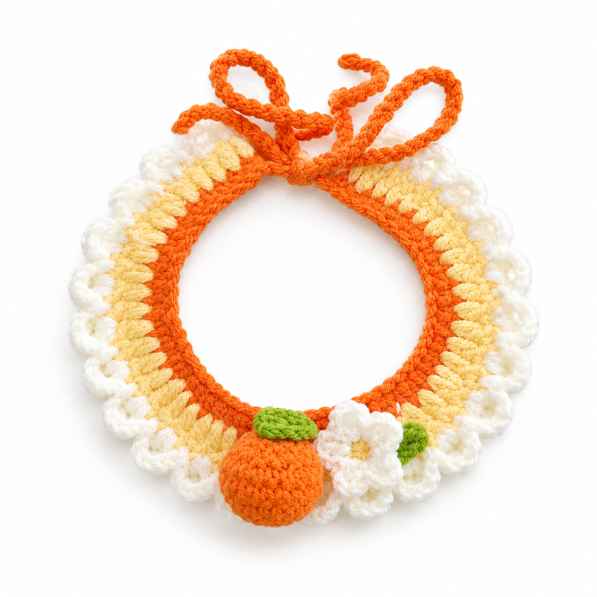 Scalloped Charm Crochet Ruffle Bib - Orange Blossom