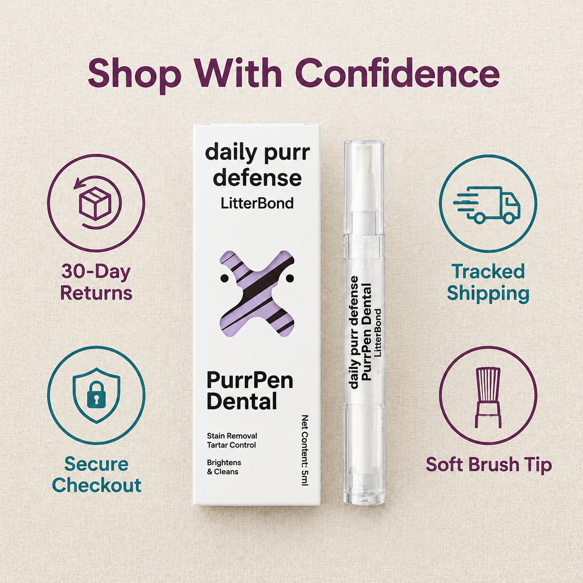 LitterBond PurrPen Dental Pen 5 ml - 30-day returns, tracked shipping, secure checkout