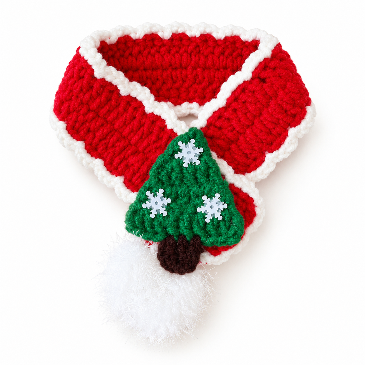 Tree & Santa Crochet Loop Scarf - Red Snowflake Tree