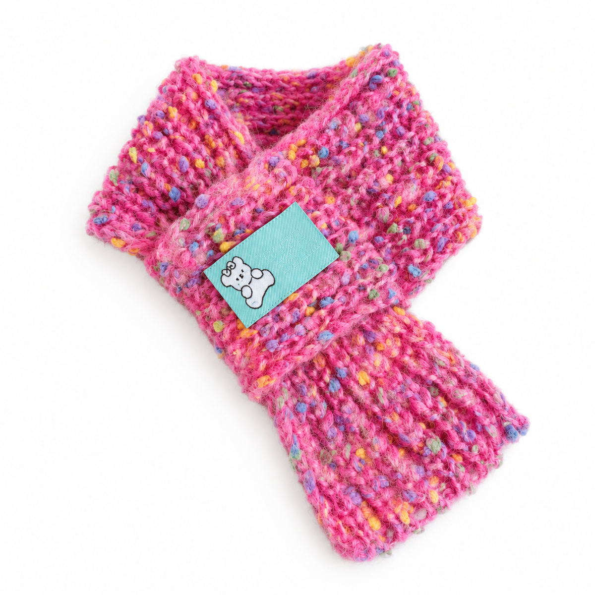 Rainbow Fleck Knit Scarf - Pink Fleck