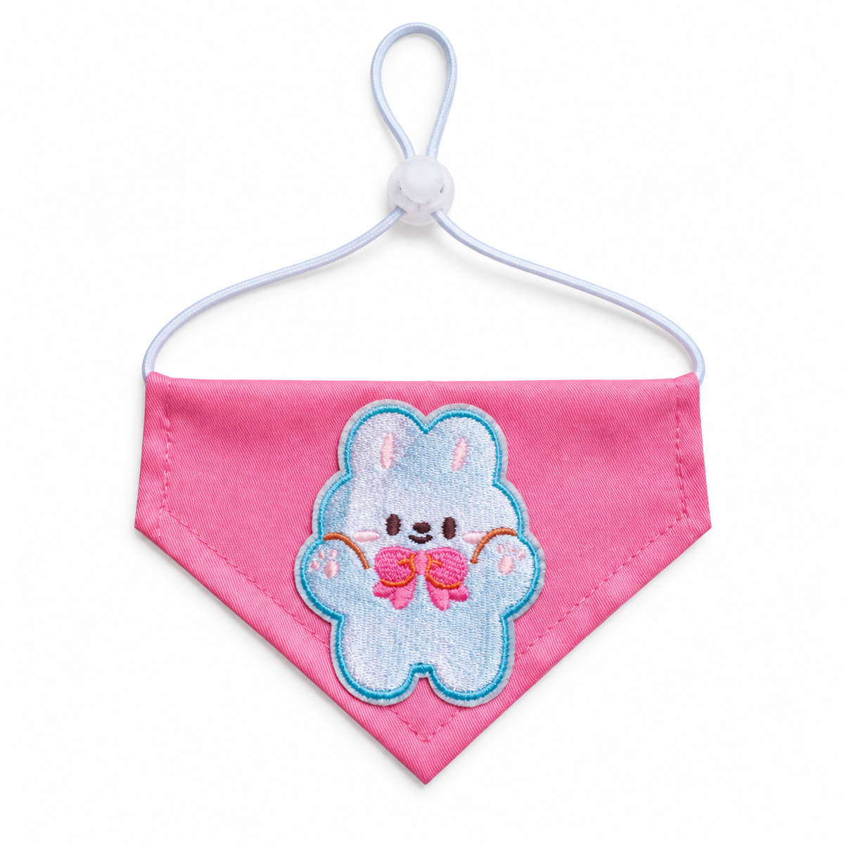 Playful Patch Triangle Bandana - Pink Bunny