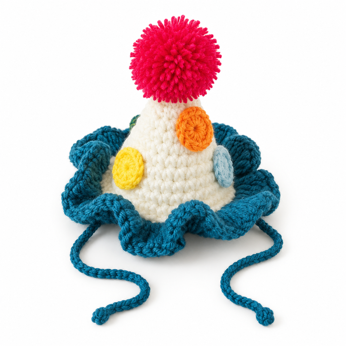Pom-Pom Ring Crochet Party Hat - Red Pom-Pom Hat