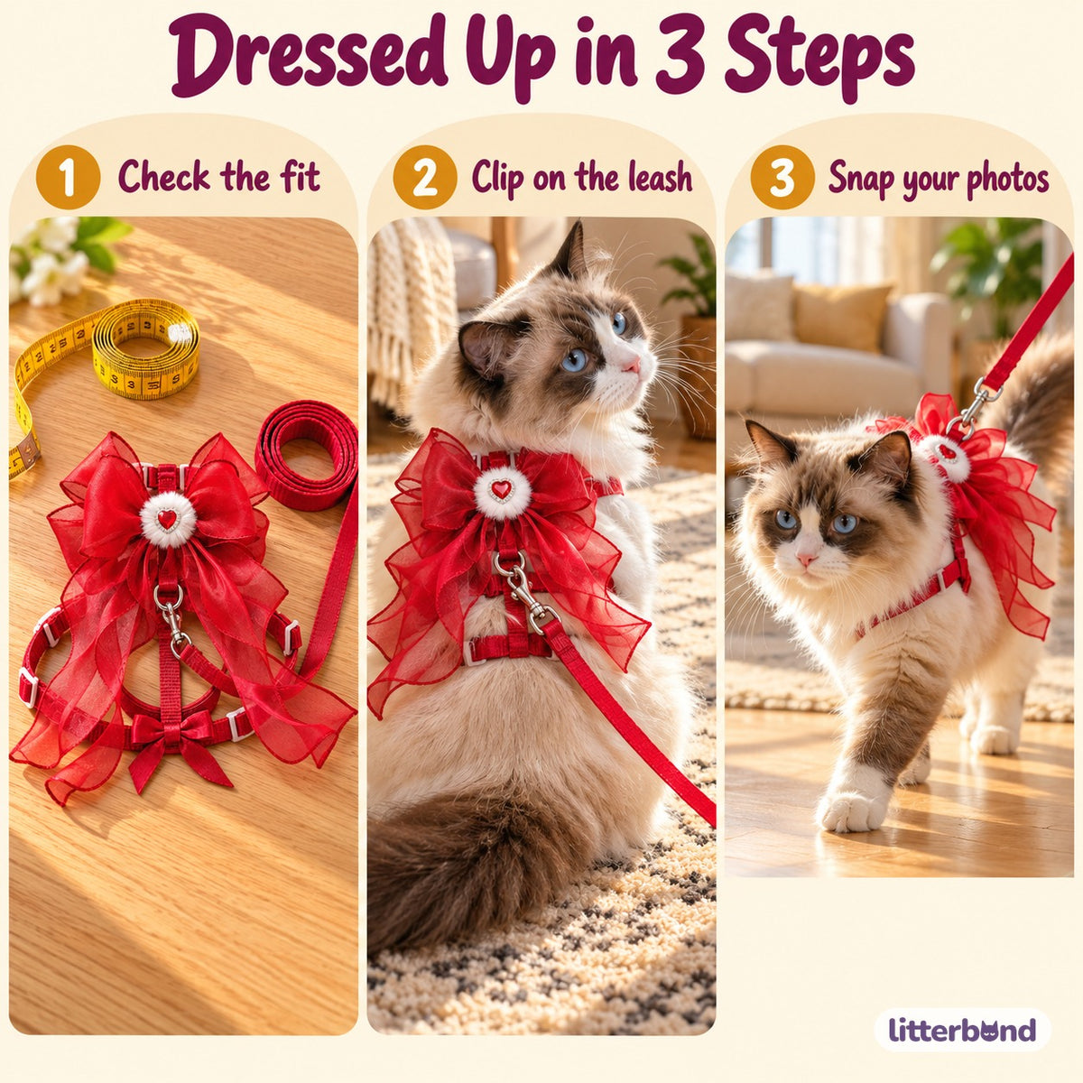 Sheer Ribbon Bow Harness Set - how to put it on