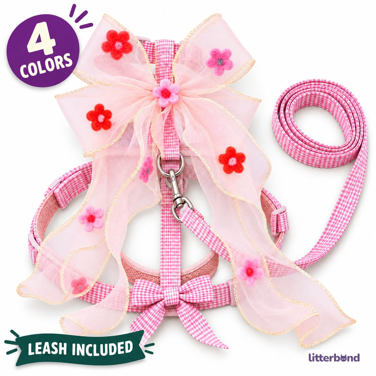 Floral Bow Harness for Walks
