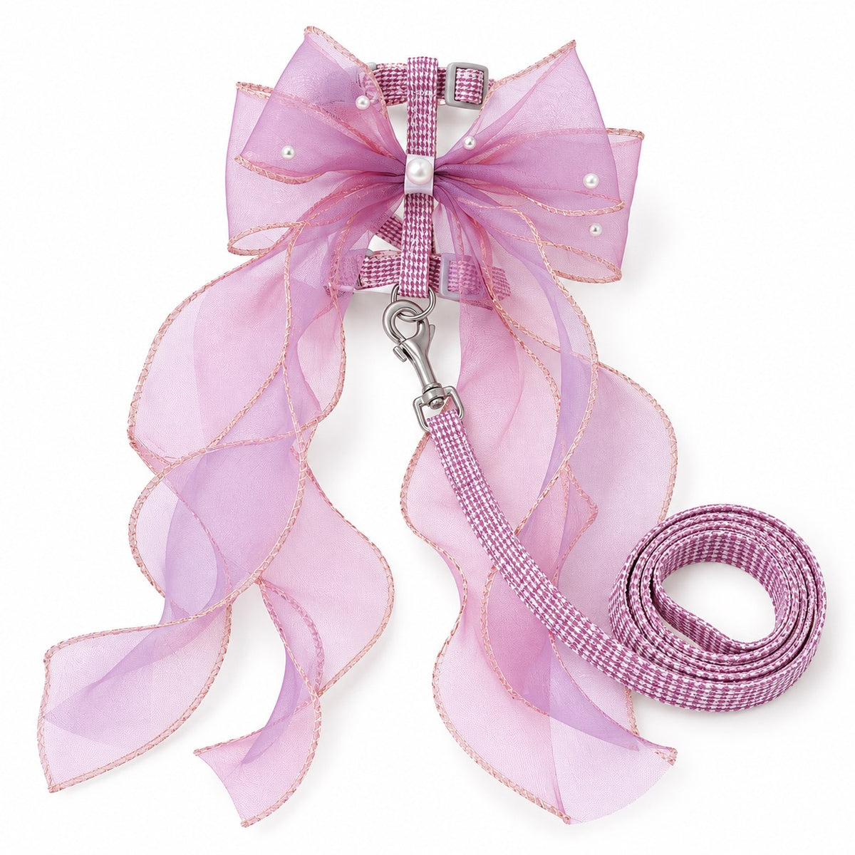 Sheer Bow Ribbon Walking Harness - Lilac Bow