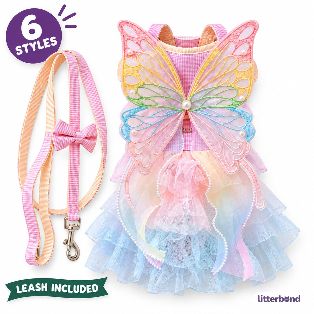 Pastel Butterfly Dress Harness Set
