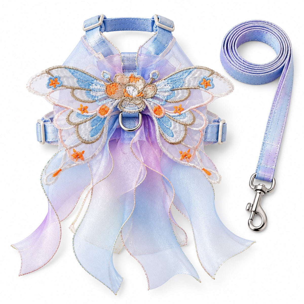 Pastel Butterfly Dress Harness Set - Butterfly Garden Blue