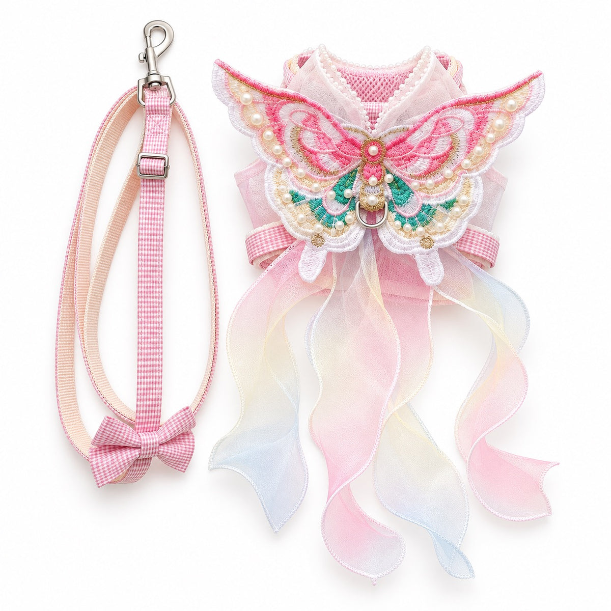 Pastel Butterfly Dress Harness Set - Butterfly Garden Pink