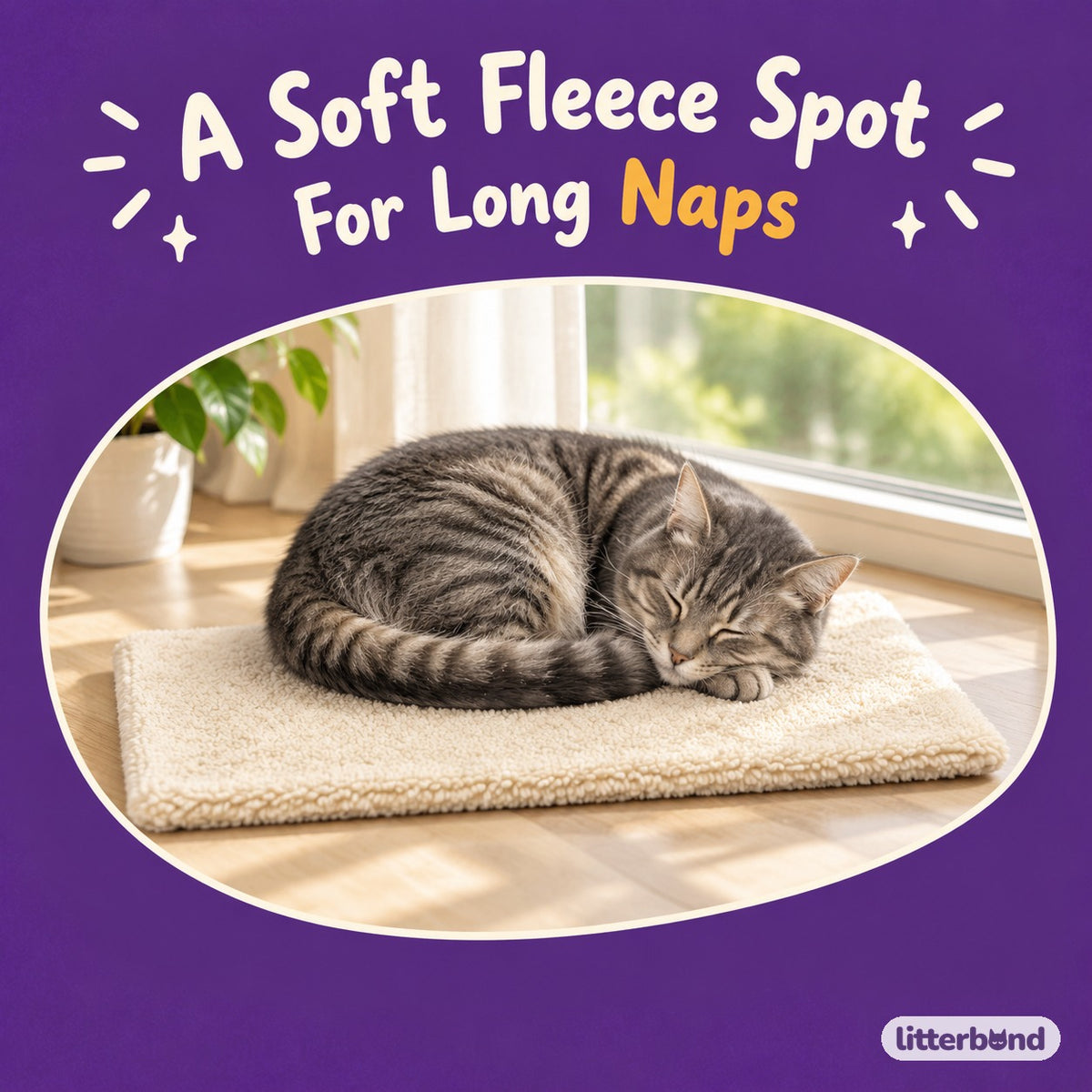 Padded Fleece Nap Mat with a cat napping