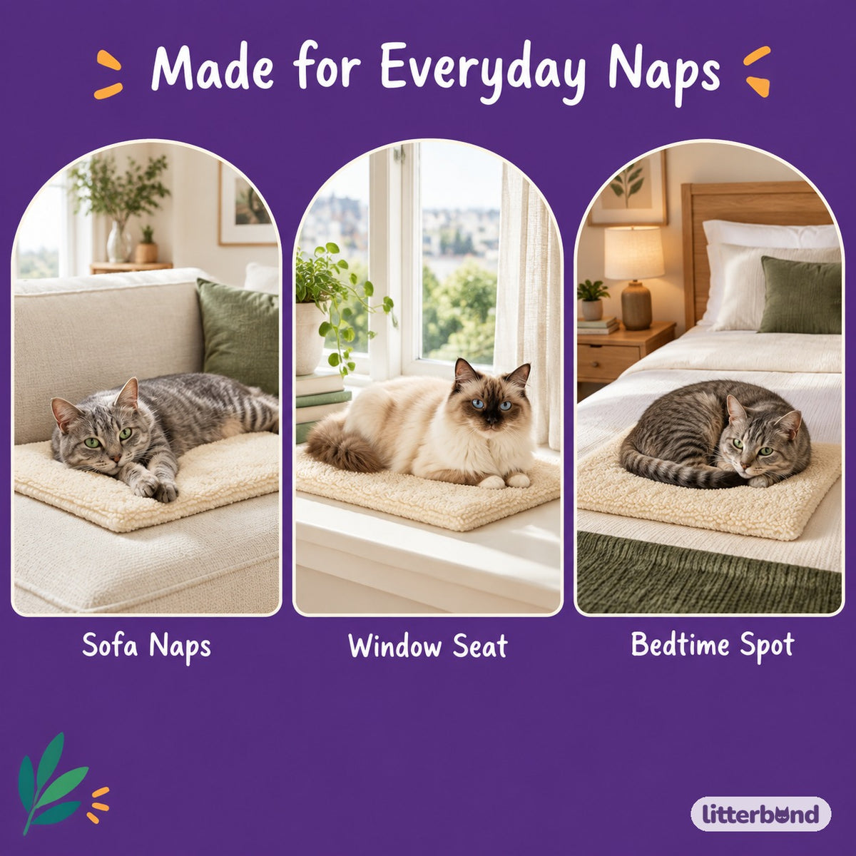 Padded Fleece Nap Mat - cat napping at home