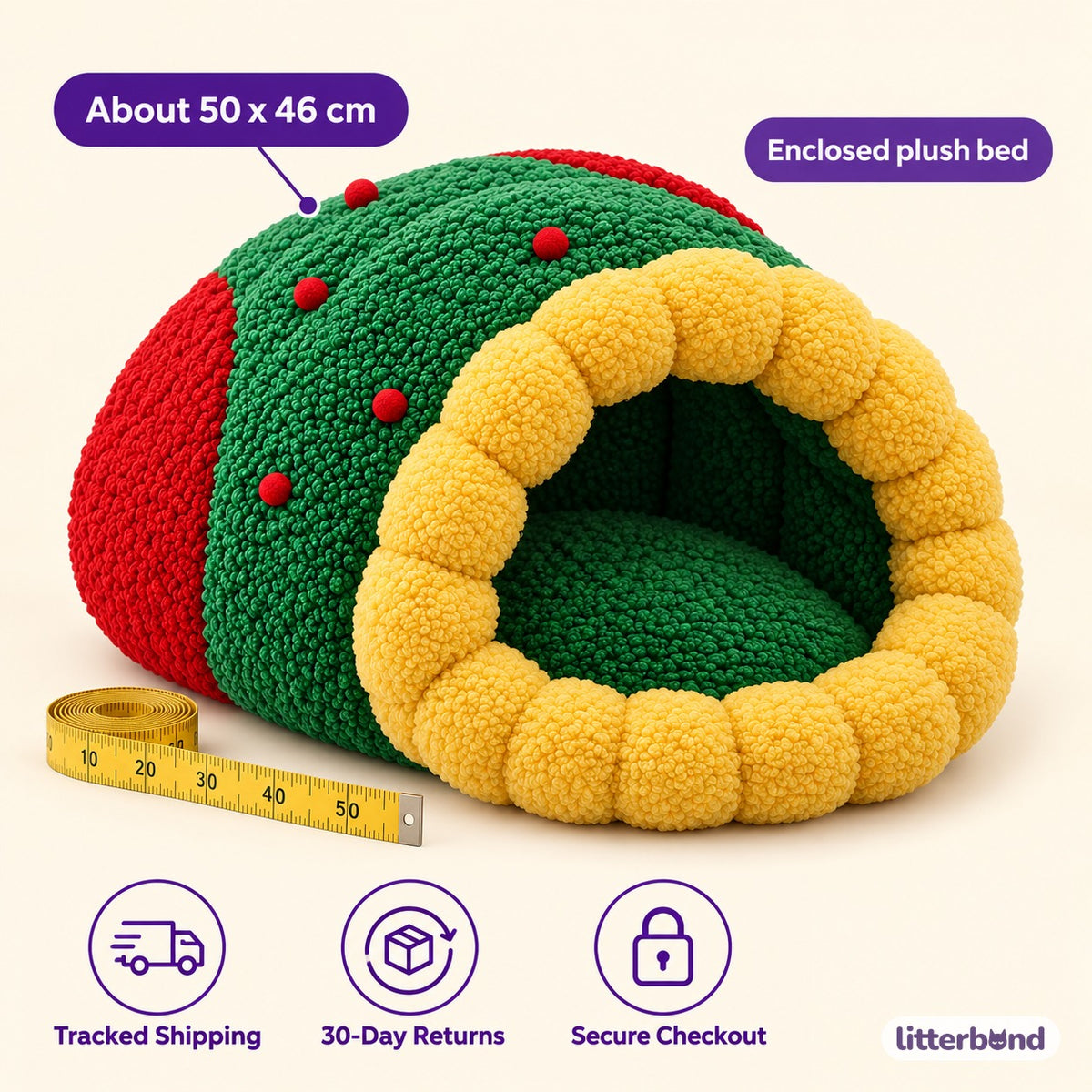 Christmas Green Hideaway Bed - size and details