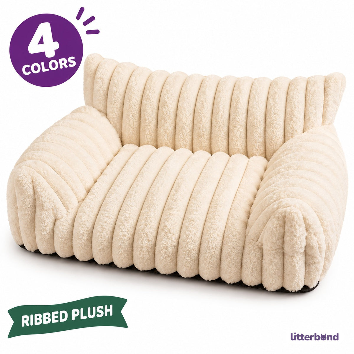 Ribbed Plush Sofa Nap Bed