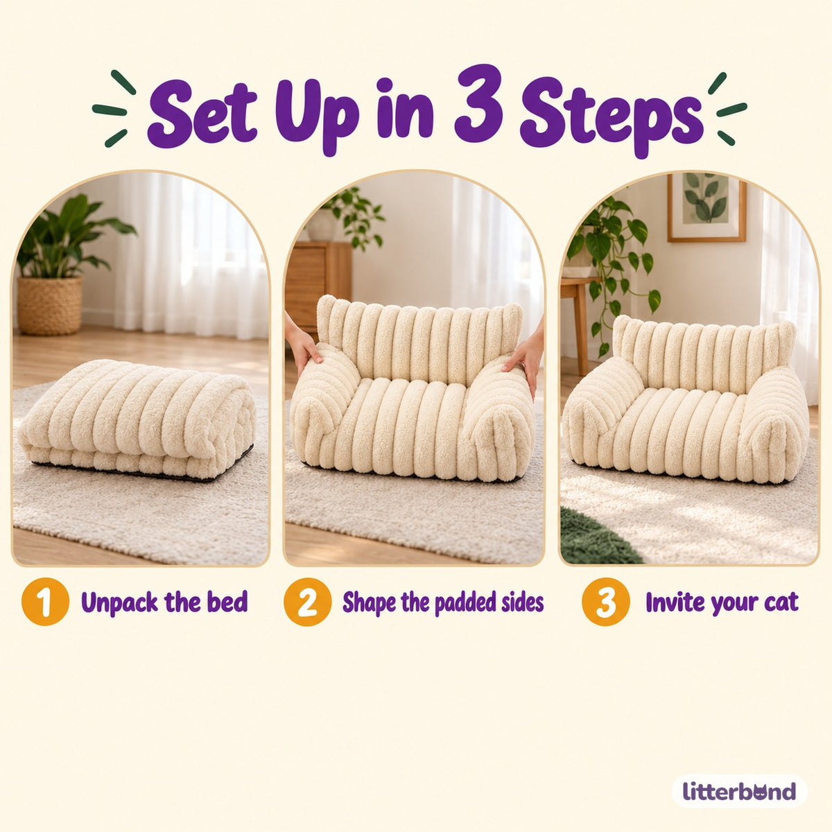 Ribbed Plush Sofa Nap Bed - how to use it
