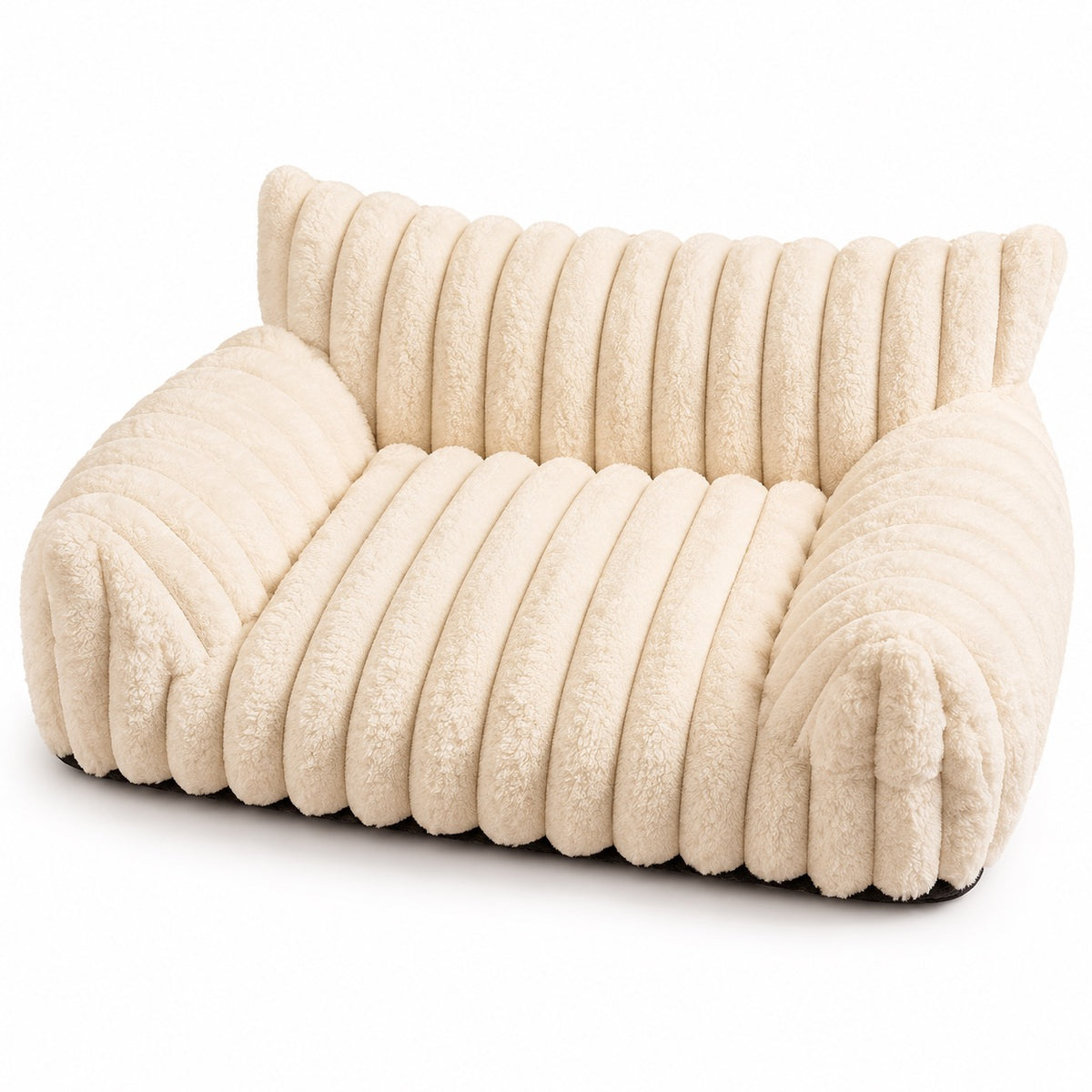 Ribbed Plush Sofa Nap Bed - Cloud White