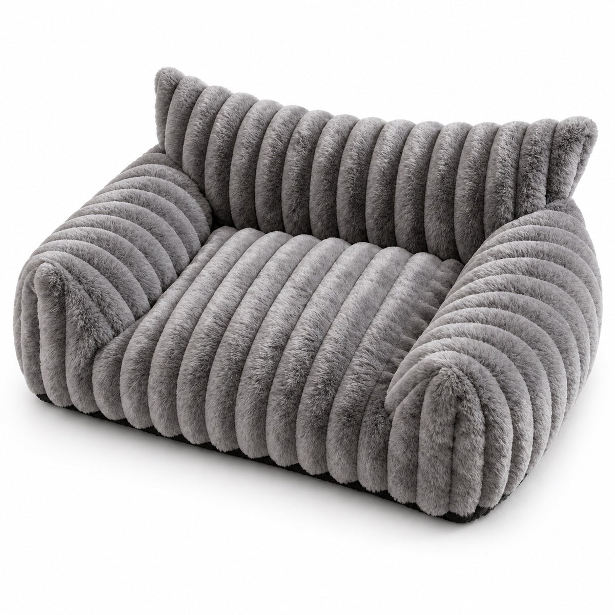 Ribbed Plush Sofa Nap Bed - Misty Gray