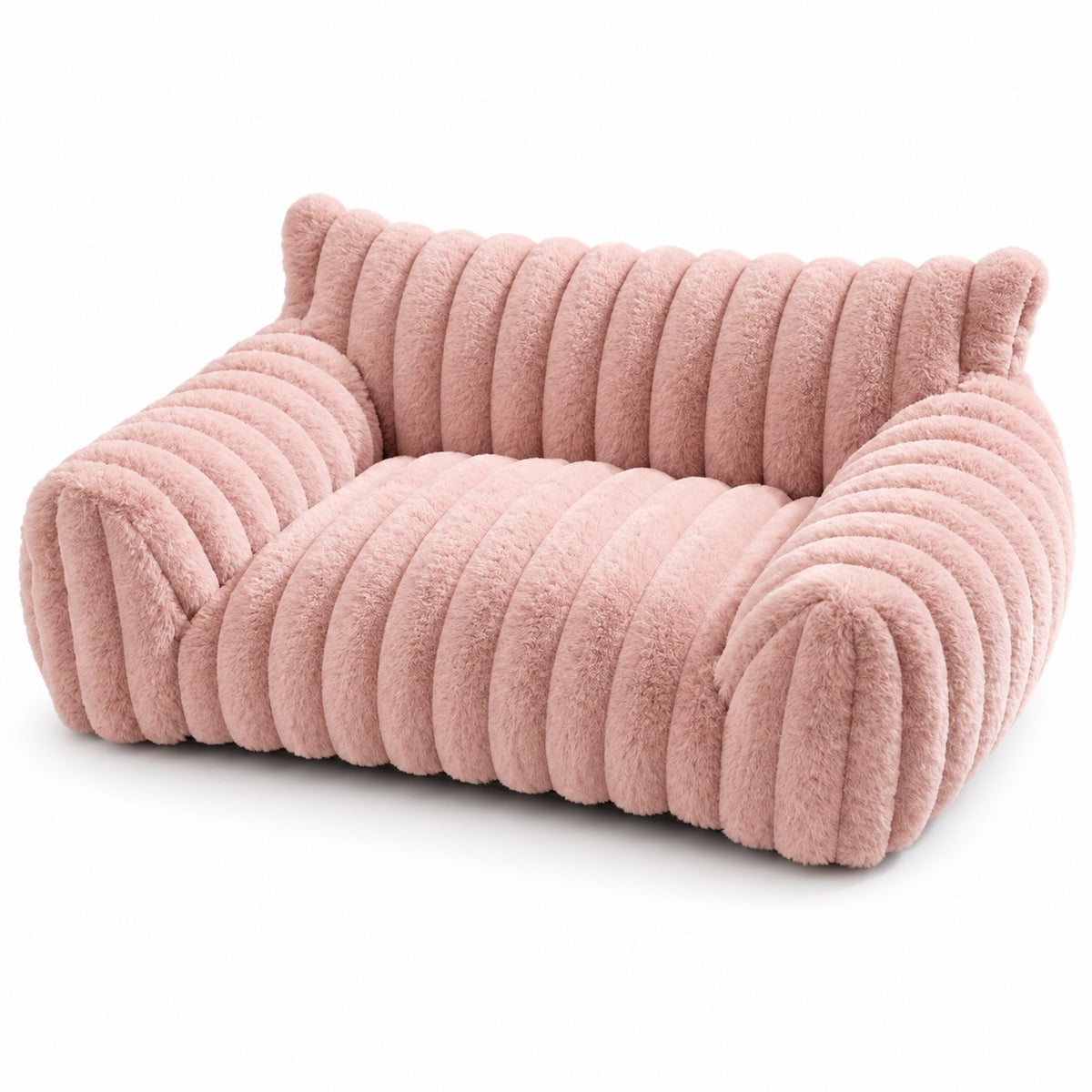 Ribbed Plush Sofa Nap Bed - Rose Mist