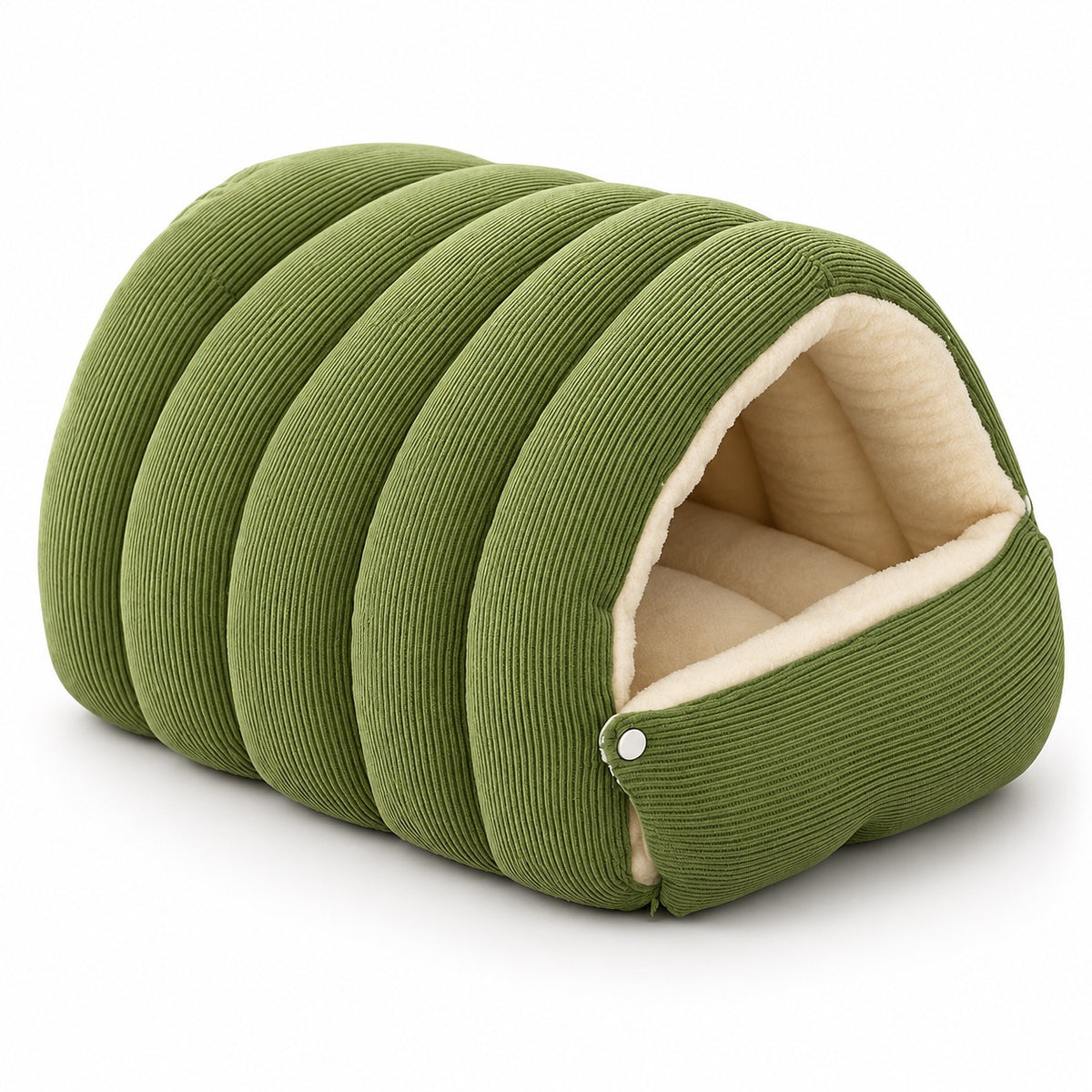 Ribbed Cat-Ear Cave Bed - Sage Ribbed Cave