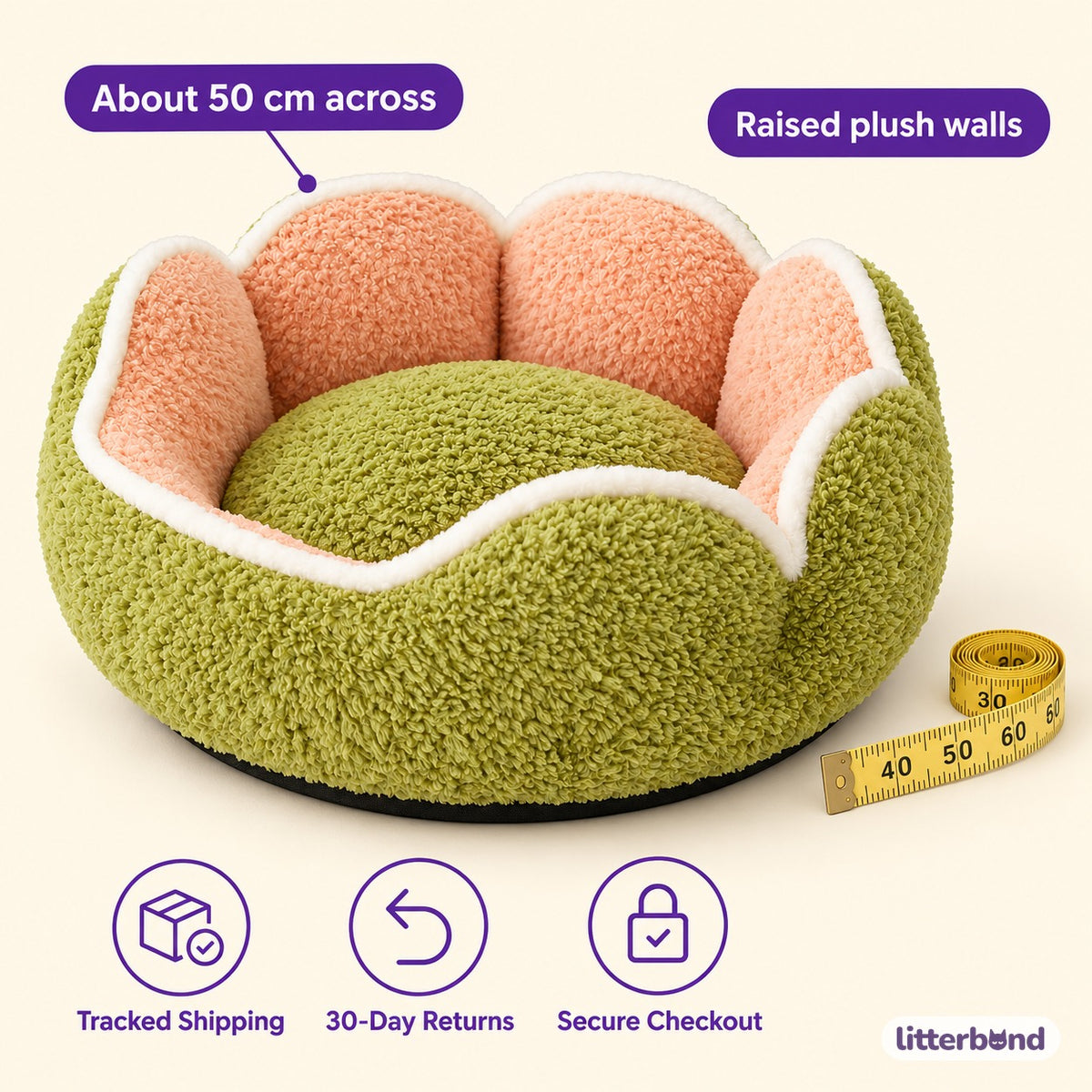 Raised Scallop Donut Bed - size and details