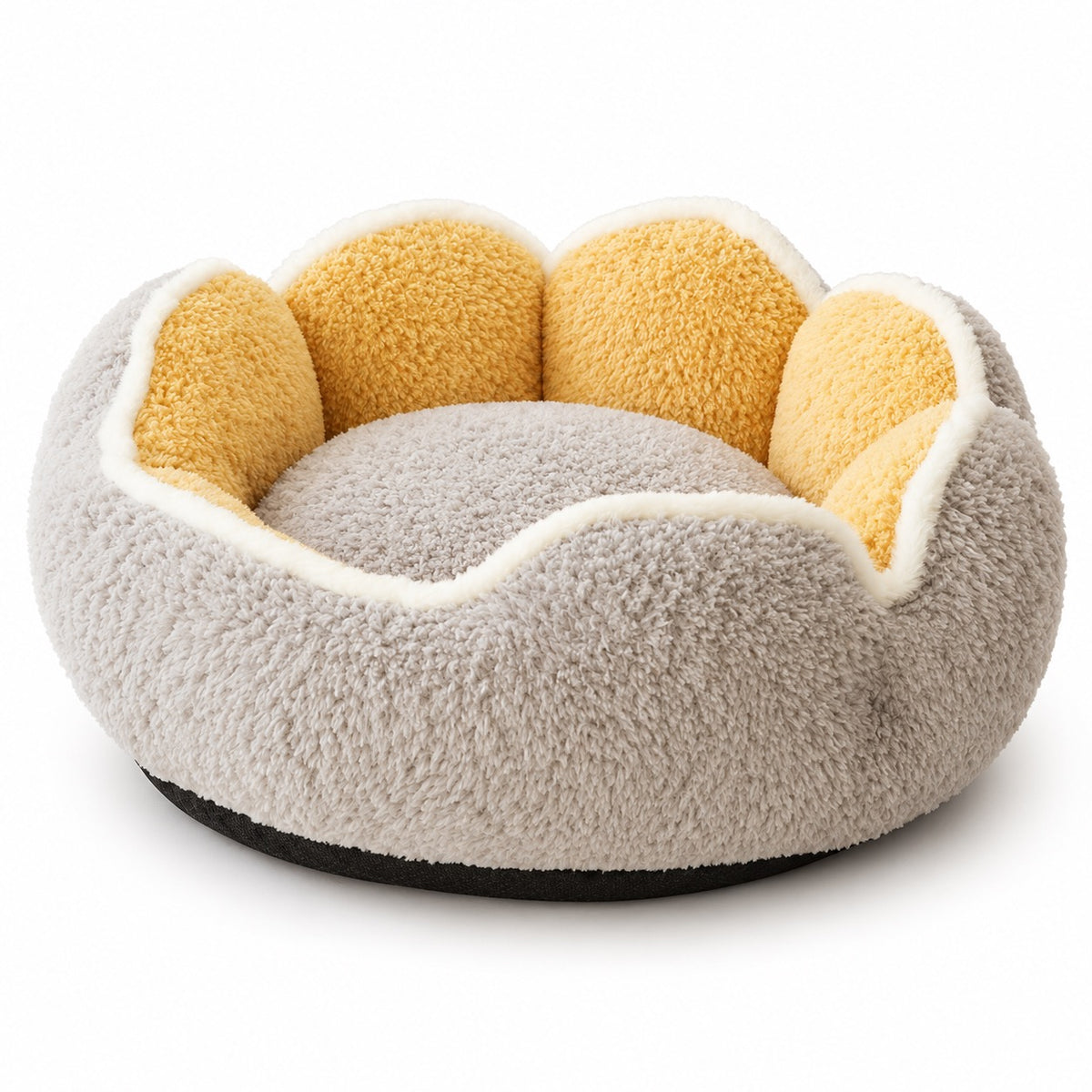 Raised Scallop Donut Bed - Gray / Mustard