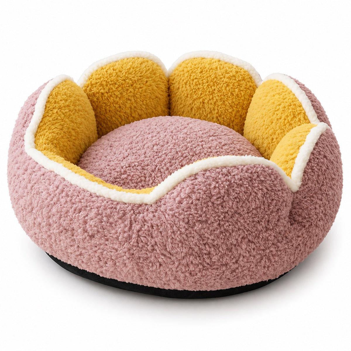 Raised Scallop Donut Bed - Mauve / Mustard