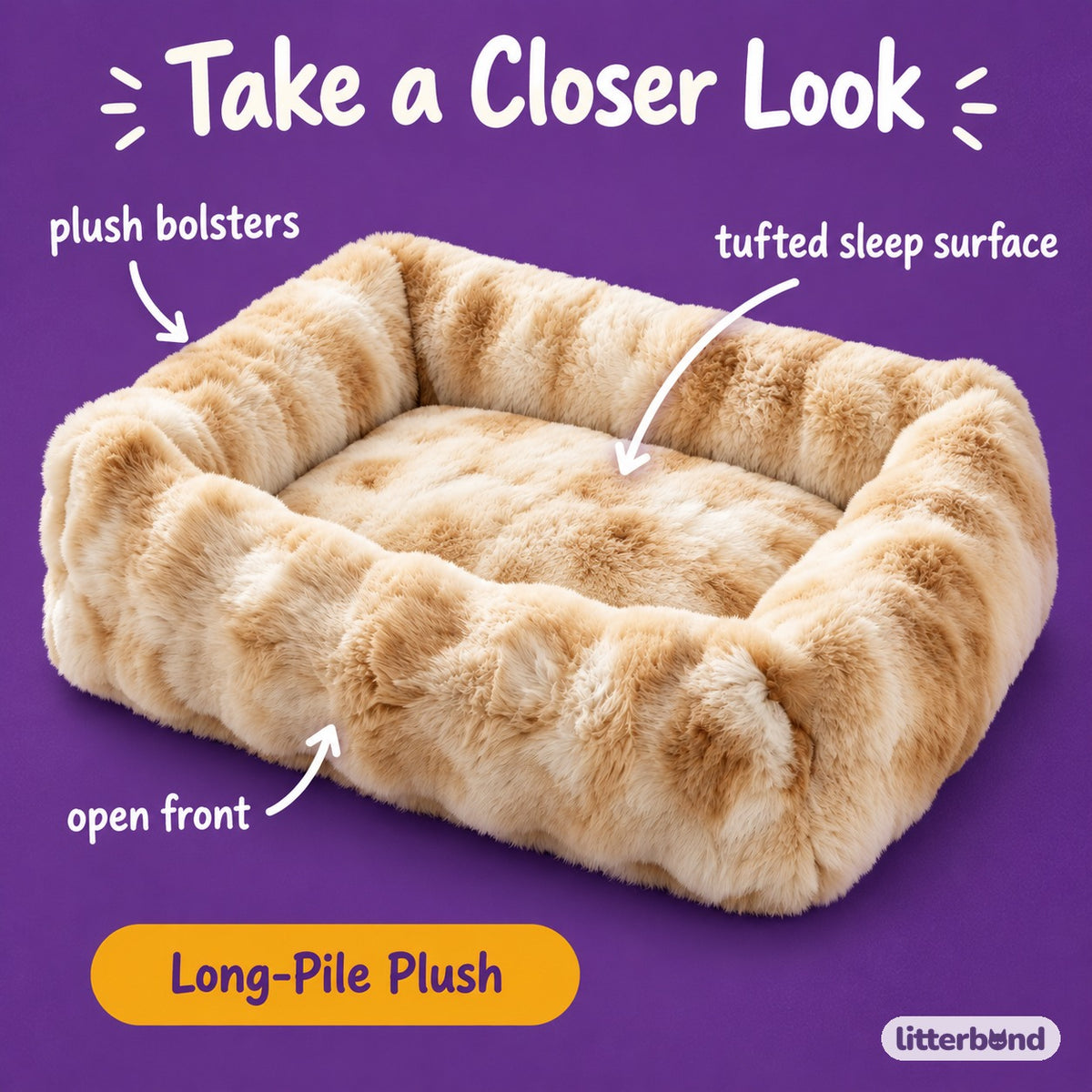 Plush Raised Sofa Bed for Cat Naps - close-up details