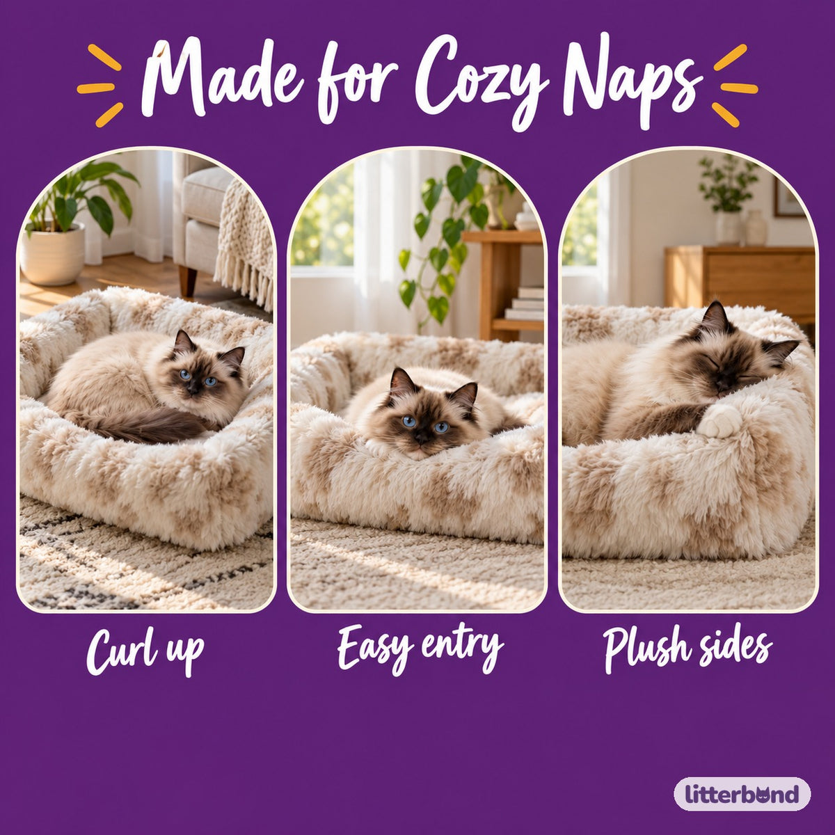 Plush Raised Sofa Bed for Cat Naps - cozy at home