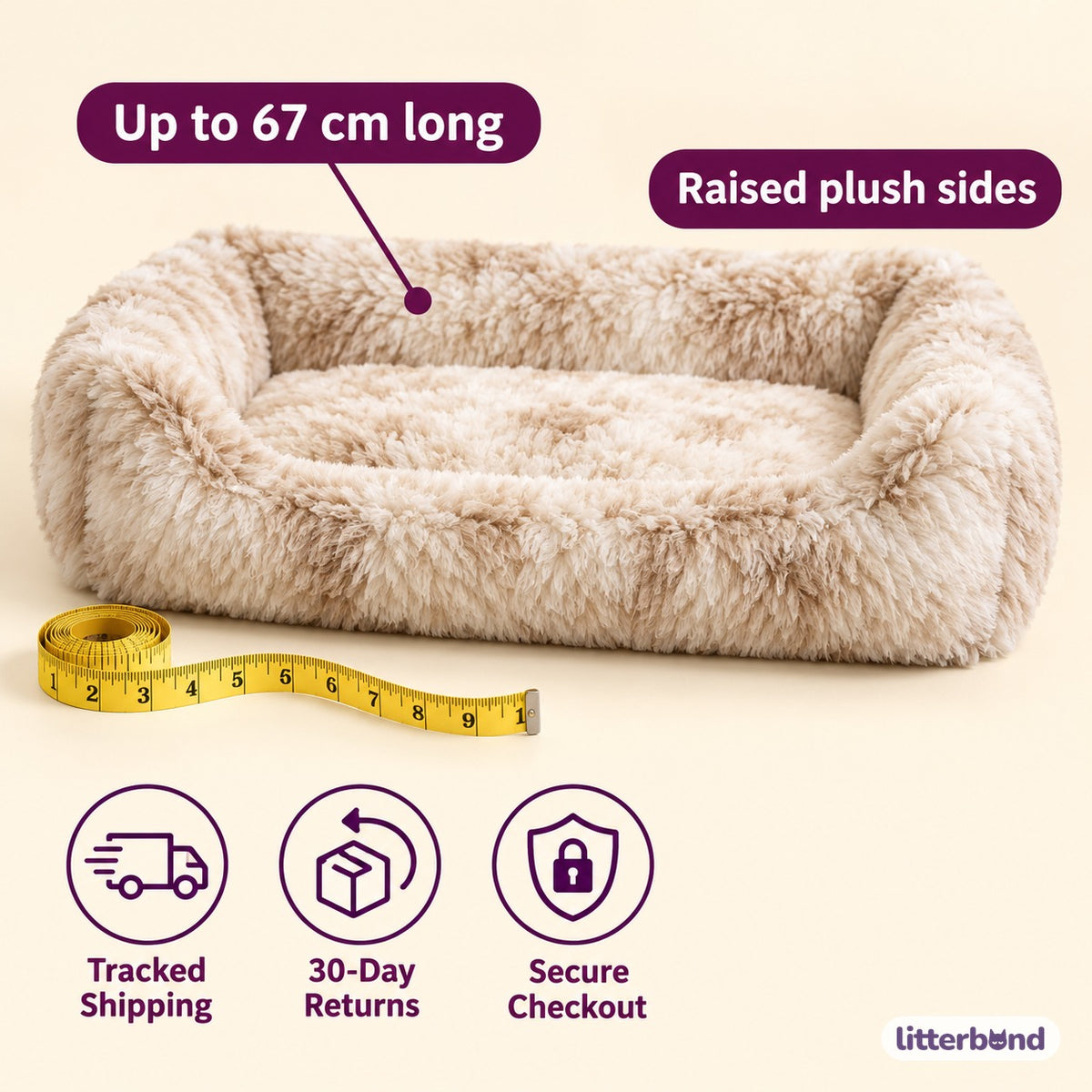 Plush Raised Sofa Bed for Cat Naps - size and details