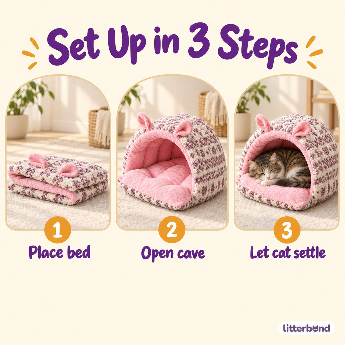 Animal Ear Cave Bed for Naps - how to use it